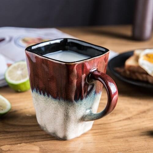 Cool coffee mug Handmade color ceramic mug Great Metamorphosis color cup Irregular Square mouth cup Personalized gift