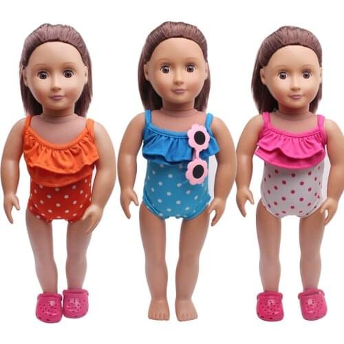 Dolls clothes jumpsuits Simple swimsuit Dress accessories Baby toys fit 18 inch Girls doll and 43 cm baby doll c401-c403