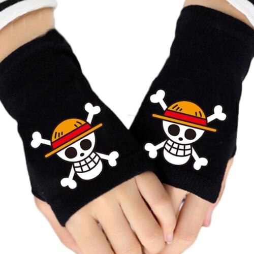 2020 Fashion Winter Anime One Piece Luffy Cotton Glove Fingerless Cartoon Print Gloves Unisex Mitten Cosplay Gift