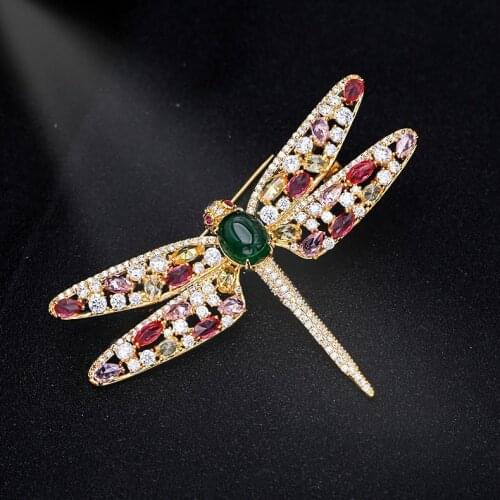 Trendy Fashion Cool Dragonfly Elegant Temperament Brooch Simple Shining Zircon Coat Brooch Pin