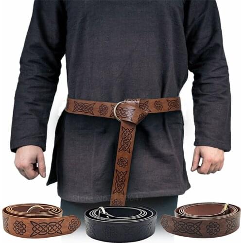 Medieval Warriors Waist Ring Retro Gothic Celtic Knight Embossed Stage Tools Belt Cosplay Clothing for Men Cosplay Costumes