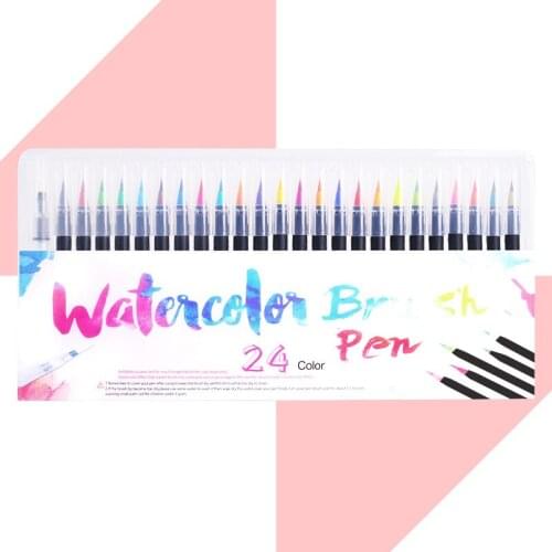 24 Color Soft Head Watercolor Pen Set can be Washed For School Office Adult Coloring Book Journals Drawing Doodling Art Markers