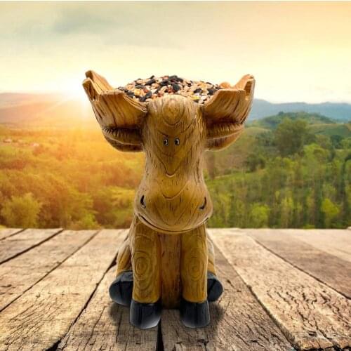 New Moose Statuary With Bird Feeder Resin Statue Garden Ornament Outdoor Super Cute Garden Decoration Outdoor Courtyard Decor