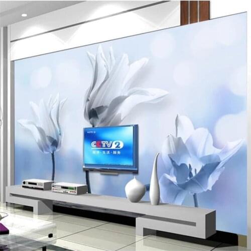 Beibehang Custom wallpaper 3d murals nostalgic vintage hand-painted lily TV background wall floral decorative painting wallpaper