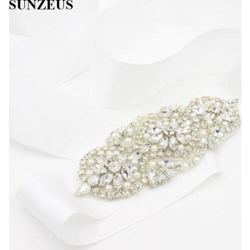 Dazzling Rhinstones Pearls Gorgeous Bridal Wedding Dress Belt Colorful Satin Sash Women Formal Dress Belt Wedding Accessories