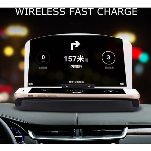 Screen reflection Mobile Phone Bracket Hud Car Navigation Projector Head-Up Display Qi Wireless Charger Car Bracket High Quality