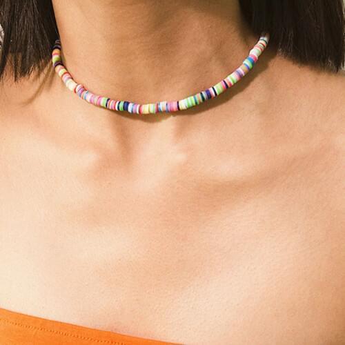 Outer Banks Choker Necklace Vinyl Disc Bead for women multicolor summer bohemia beach necklace trendy free shipping