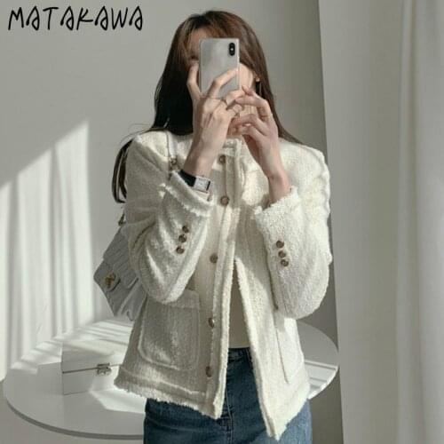 MATAKAWA Womens Korean Temperament Small Fragrance Coat Retro Slim Casual Short Invierno Mujer 2020 Mujer Chaqueta