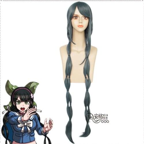 Chazhu Rotor Wig Gray Green Greenack Hair Wig Anime Danganronpa V3: Killing Harmony Cosplay Hair Synthetic Cosplay Wig 100cm