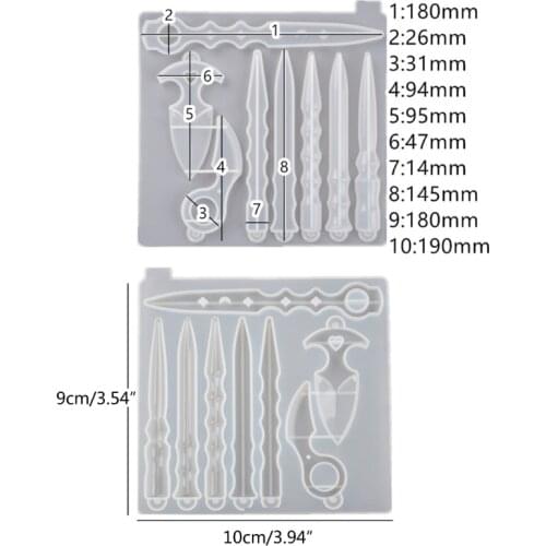 Self Defence Dagger Mold Anti-Wolf Weapons Sword Pendant Silicone Mold Art Tools M2EA