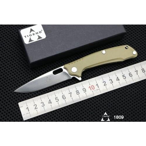 TIGEND 1809 G10 handle 9CR14 blade flip folding knife camping outdoor fishing EDC backpack pocket tool kitchen fruit knife