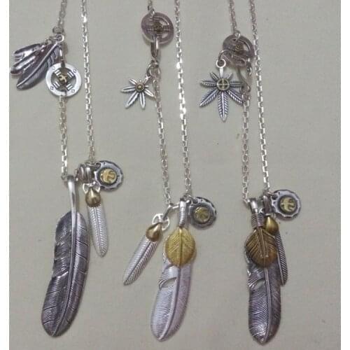 Starfield Takahashi Goro Handmade Feather S925 Sterling Silver Retro Thai Silver Men Women Sweater Long Necklace