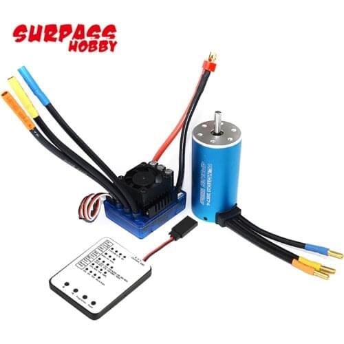 RC 3674 1580KV/1900KV/2250KV 4P Sensorless Brushless Motor With 120A Brushless ESC And program Card For 1/8 RC Car Truck On-Road