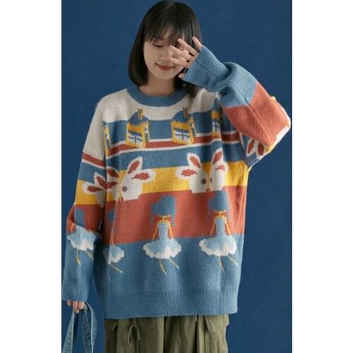 Female Sweater Korean Fashion Oversized Sweater Autumn Winter 2020 Long Sleeve Womens Jumper Blouses Kawaii Cute Clothes