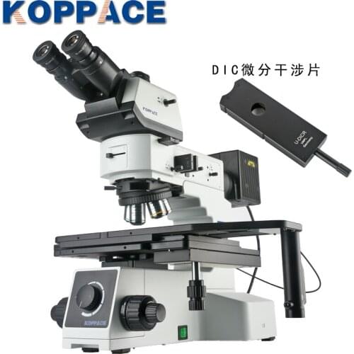 KOPPACE 50X-500X Trinocular Bright and Dark Field Metallurgical Microscope up and Down LED DIC Conductive Particle Detection