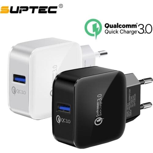SUPTEC Quick Charge 3.0 USB Charger EU Wall Mobile Phone Charger Adapter for iPhone X 8 7 QC3.0 Fast Charging for Samsung Xiaomi