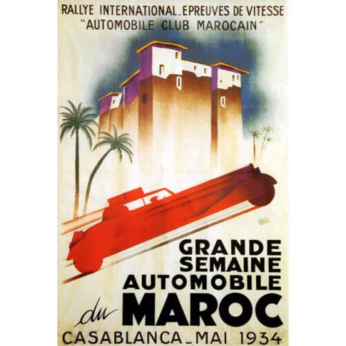 Vintage Africa Travel Posters Morocco Automobile Classic Canvas Paintings Wall Posters Stickers Home Decor Gift