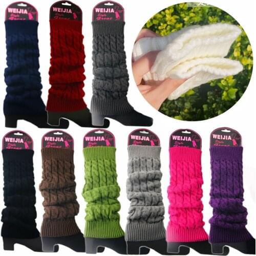 Womens Fashion Winter Cable Knit Crochet Knitted Leg Warmers Legging Knee High Socks