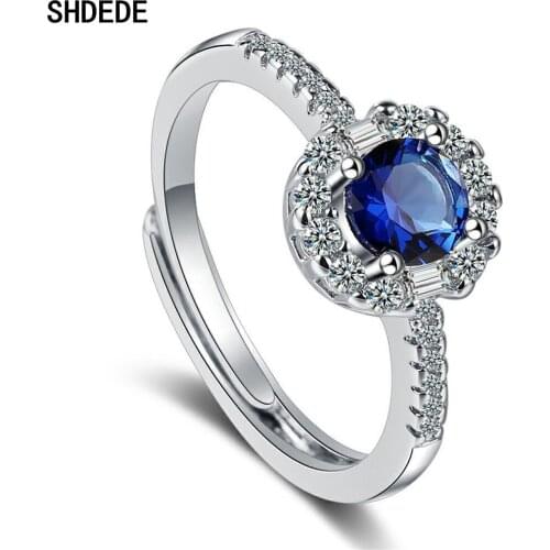 SHDEDE 925 Sterling Silver Proposal Finger Rings For Girl Embellished With Crystals From Swarovski Evening Party Jewelry -X392