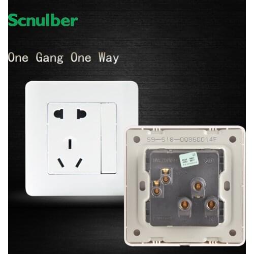 1gang 1 way switched socket with 2pin US & 3pin AU 16A 250V wall socket and switch