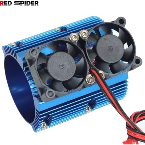 1PCS 41-43mm Metal Dual Fan Motor Radiator Heat Sink for 1/8 RC Car Monster Truck Traxxas SUMMIT E-REVO