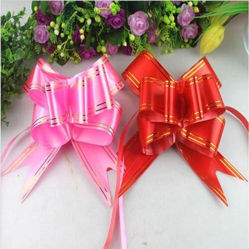 10pcs Christmas Pull Bows Navidad Tree Ornaments Noel Ribbon Bow New Year Gifts Decoration Wedding Car Knot Bow for Craft Natal
