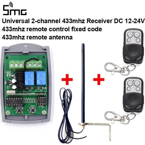 2 channel rolling code & fixed code 433.92MHz remote receiver + 2pcs 433.92mhz 1527 Learning Code remote controls