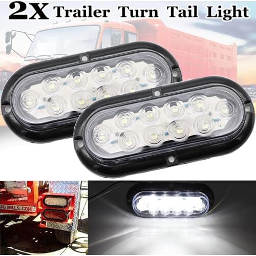 2pcs 12V Universal 10LED White Trailer Truck Caravan Taillight Tail Rear Light Turn Signal Stop Lamp Car Pickup Lamp
