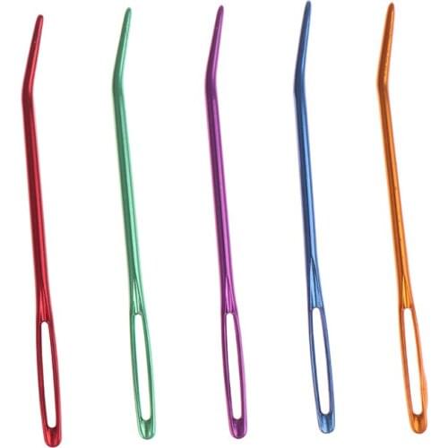 2Pcs Aluminum Bent Tip Tapestry Darning Knitting Needles Needlework Craft Sewing