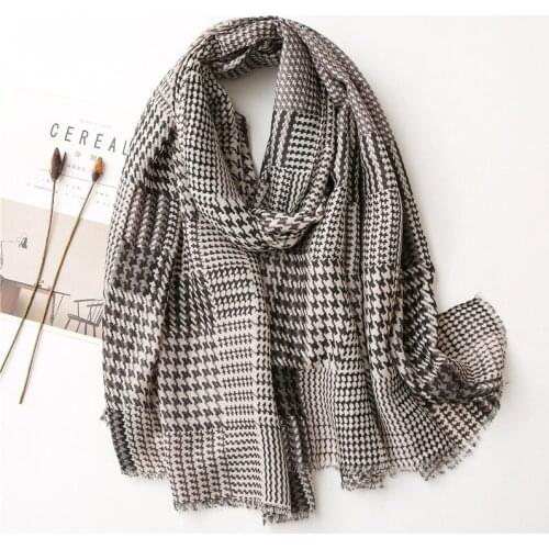 2020 Women Houndstooth Pattern Cotton Printed Pattern Scarf 10pcs/lot