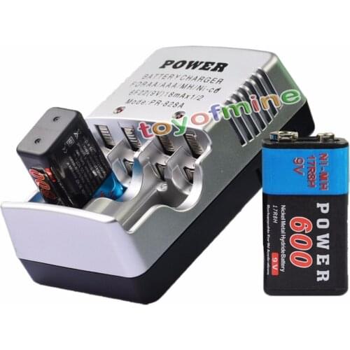 2x 9V 9 Volt 600mAh Power Black Ni-Mh Rechargeable Battery PPS block + Charger US/ EU/AU/UK Plug Adapter