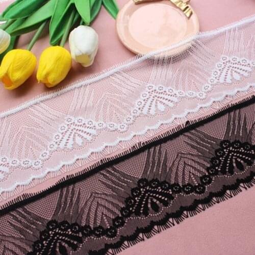 3M High-quality Unilateral Mesh Eyelash Lace Fabric DIY Clothes Skirt Wedding Veil Accessories 10 CM Off White and Black