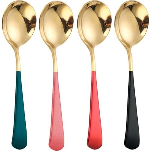 4Pc High Quality Soup Spoon Stainless Steel Creative Cute Dinner Spoon Table Spoon For Kids Portable Food Spoon Kitchen Tools
