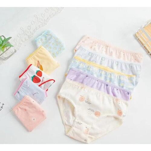 5 Pcs/lot New Candy Colors Mix Styles 100% Cotton Print Childrens Underwear Panties for 2-12 Years
