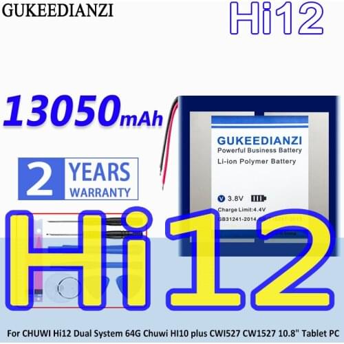 GUKEEDIANZI High Capacity Battery Hi12 13050mAh For CHUWI Hi12 Dual System 64G Chuwi HI10 Plus CWI527 CW1527 10.8" Tablet
