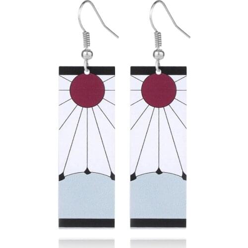 Acrylic Drop Earrings Demon Slayer Kimetsu no Yaiba Blade of Ghost Earings For Women Men Cosplay Jewelry Accessories Gift Anime