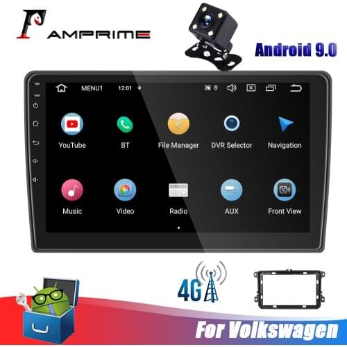 AMPrime Android 9.0 10''Car Multimedia MP5 Player GPS Autoradio Bluetooth WIFI Car stereo 2Din Car Audio Radio For Volkswagen