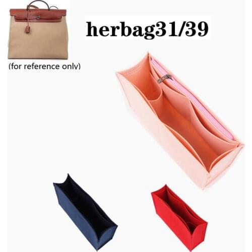 For Herbag 31/39 handbag Makeup bag Organize zipper bag insert base shaper felt Toiletry Storage Bags travel cosmetic bag girl