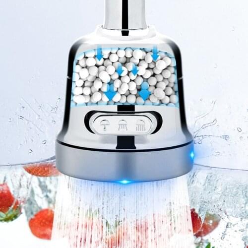 Splash Proof Head Of Faucet Filter Dechlorination Refined Copper Connector 360° Rotating Faucet 3 Gears Adjustment Faucet Filter