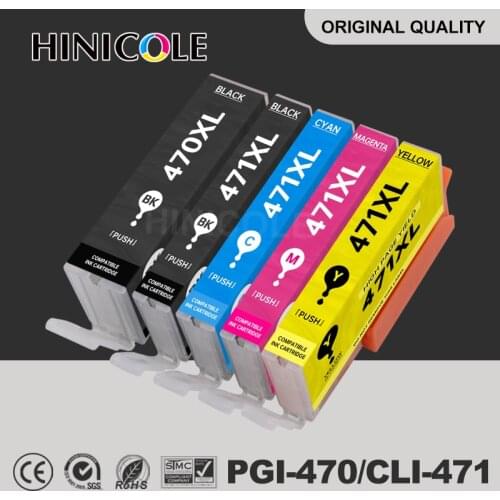5 Pcs PGI 470 CLI 471 PGI-470 PGBK CLI-471 Compatible Ink Cartridge Full Ink For Canon PIXMA MG6840 MG5740 TS5040 TS6040 Printer