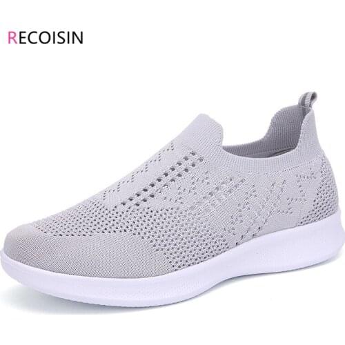 RECOISIN Summer Sneakers Women Breathable Mesh Casual Shoes for Women Slip-on Basket Femme Trainers Ladies Shoes zapatos mujer
