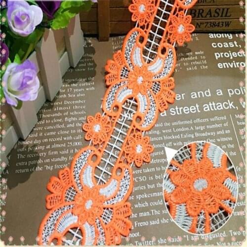 Color polyester hollow embroidery lace Two-color milk silk water soluble lace DIY accessories