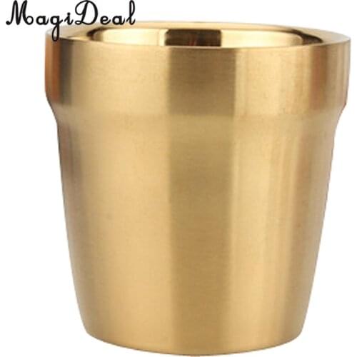 MagiDeal Double Wall Wine Cup 304 Stainless Steel Beer Mug Travel Drinking Glass Gold, Dishwasher Safe, for Ice, Hot Beverage