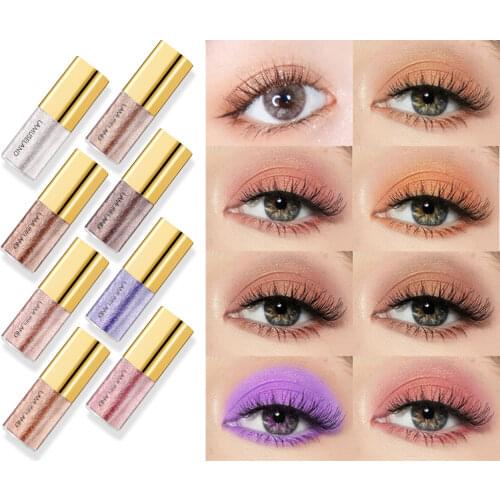 LAMUSELAND 8 Colors Liquid Eye Shadow Long Lasting Shiny Professional Eyeline Glitter Eyeshadow Makeup#LA4008-A