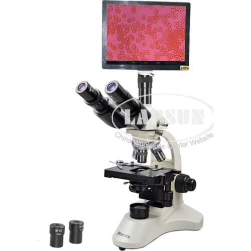 40X - 1000X - 1600X Medical Lab Clinic Trinocular Compound Biological Microscope + Simul - Focal 5MP Digital Camera Touch Pad