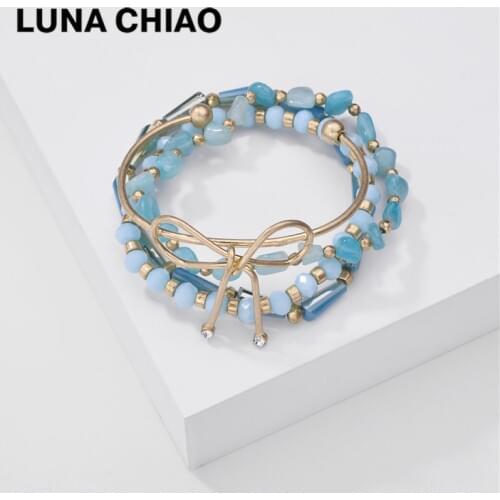LUNA CHIAO Fashion Jewelry Stackable Stacked Layering Bracelet-Natural Stone Multiple Layers Bracelets Set for Women