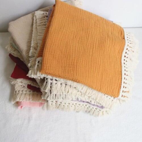 Newborn Swaddle Muslin Unisex Tassel Infant Baby Blanket Receiving Blanket Swaddle Wrap Blanket