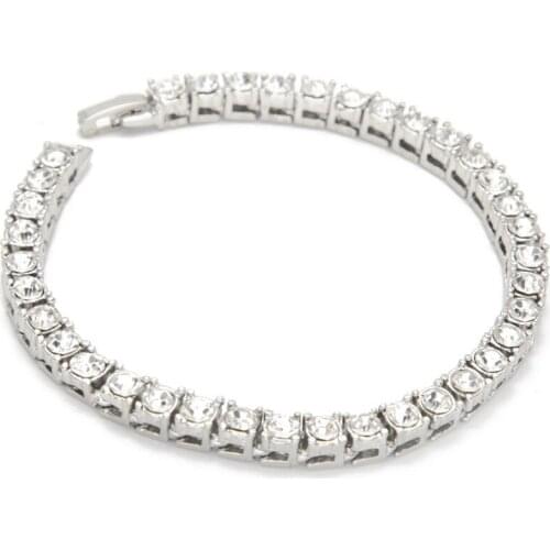 Hip hop Men Bracelet 1 Row Rhinestones Chain Bling Bracelet 20cm/8inch