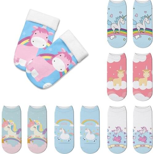 New 3D Print Unicorn Socks Women Personality Design Cotton Socks Harajuku Calcetines Mujer Cute Art Funny Lovely women socks
