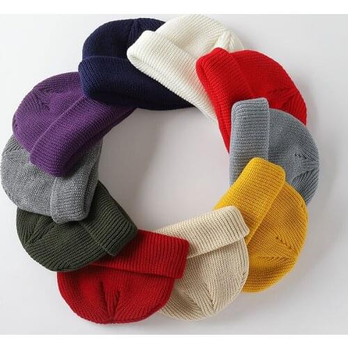 Wholesale New Fashion Mens Beanie Winter Knit Hat Sailor Cap Cuffs Retro Navy Short Hat Unisex Autumn Warm Cap 250PCS/lot